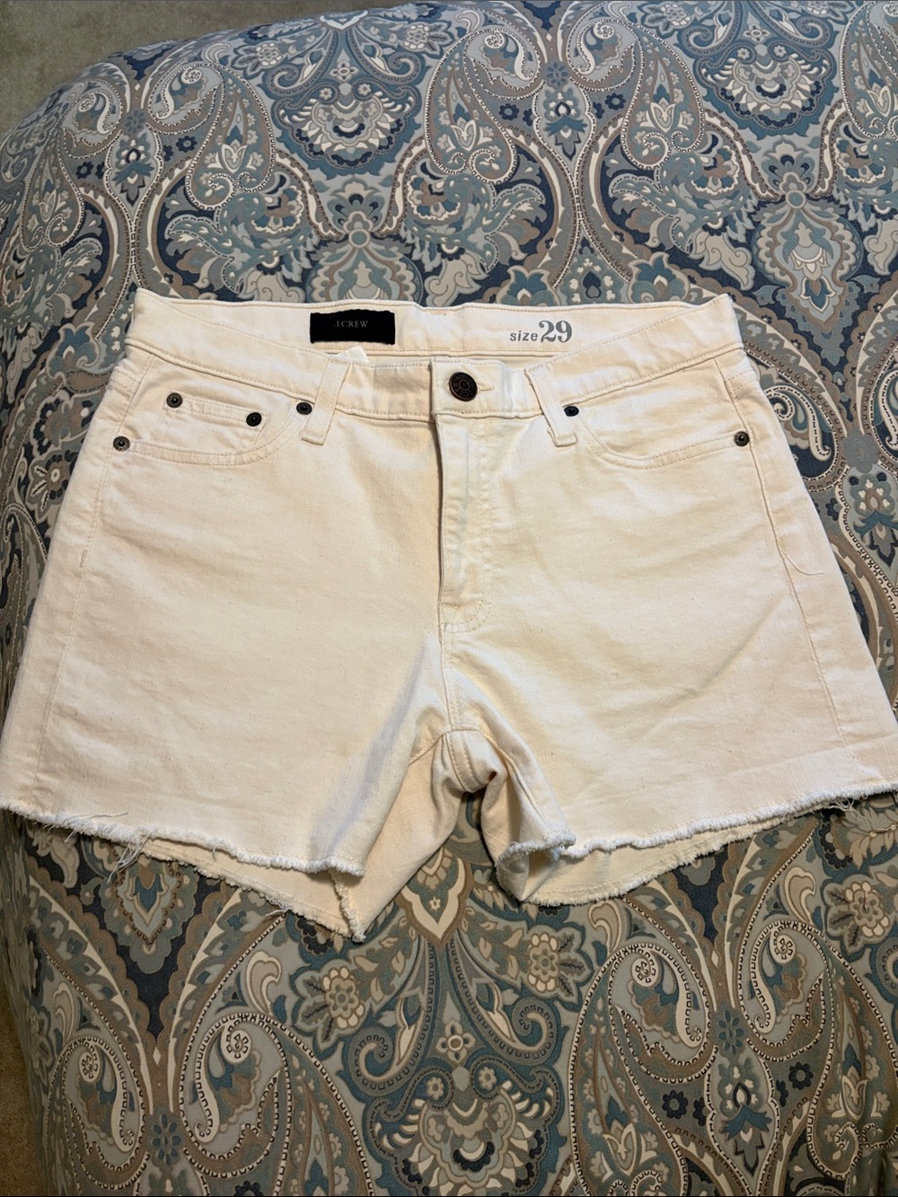 J. Crew Off-White Denim Cutoff Shorts